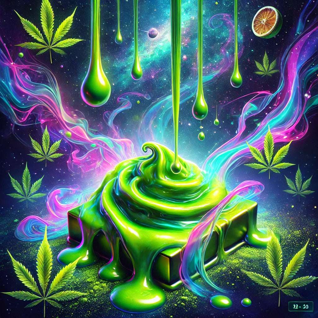 A_vibrant_high-quality_cannabis-themed_design_inspired_by_the_essence_of_Alien_Goo._The_image_features_a_glowing_otherworldly_green and purple ooze