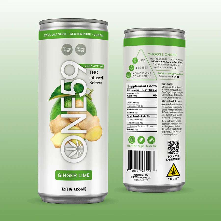 Ginger Lime THC Infused Seltzer - 12oz