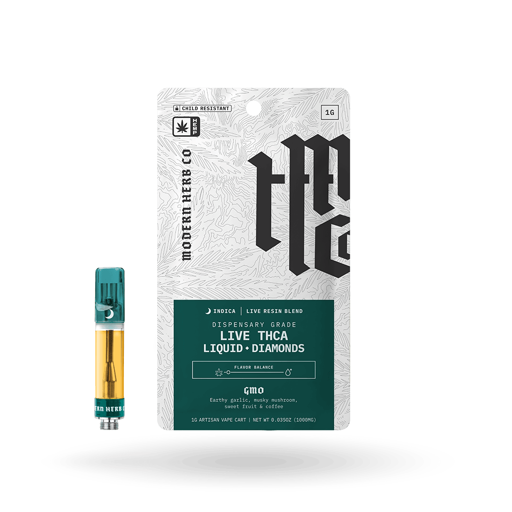 THCa Vape Cartridge Live Resin Liquid Diamonds: GMO (Indica) - 1g