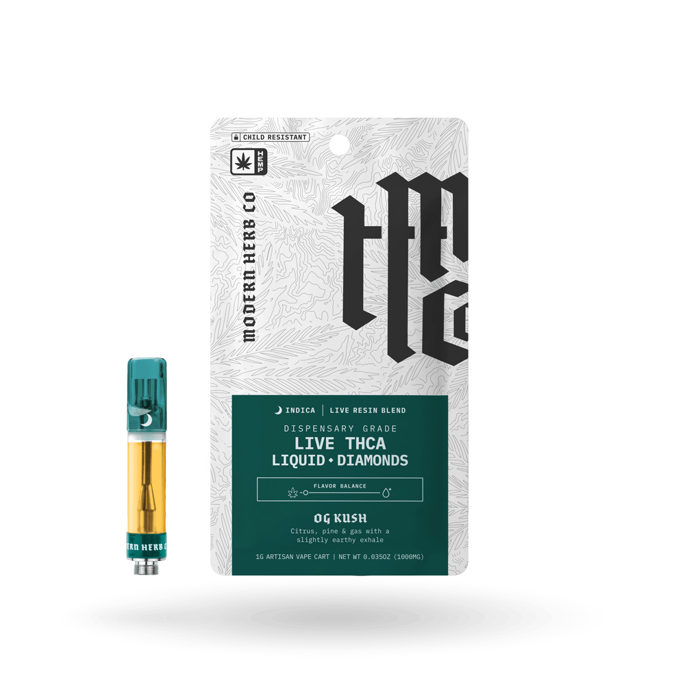 THCa Vape Cartridge Live Resin Liquid Diamonds: OG Kush (Indica) - 1g