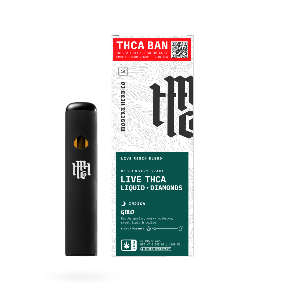 THCa Disposable Live Resin Liquid Diamonds, GMO (Indica), 1g