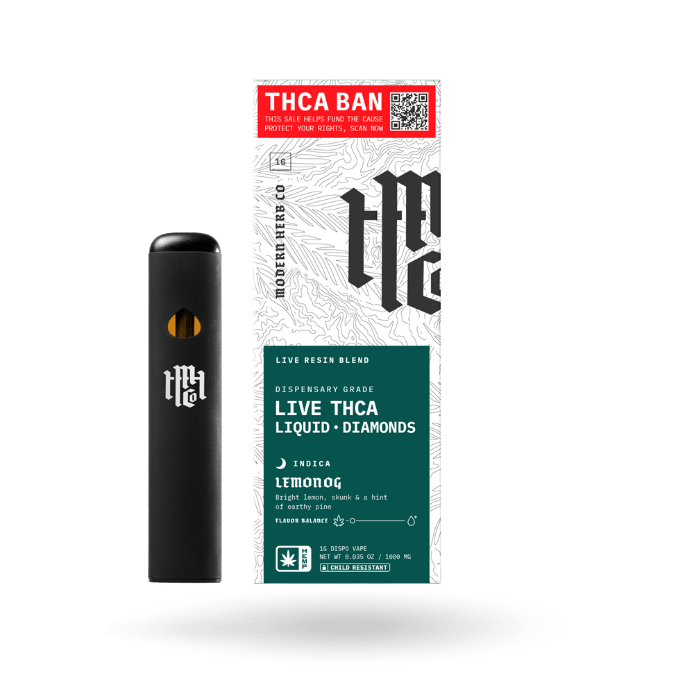 THCa Disposable Live Resin Liquid Diamonds: Lemon OG (Indica) - 1g