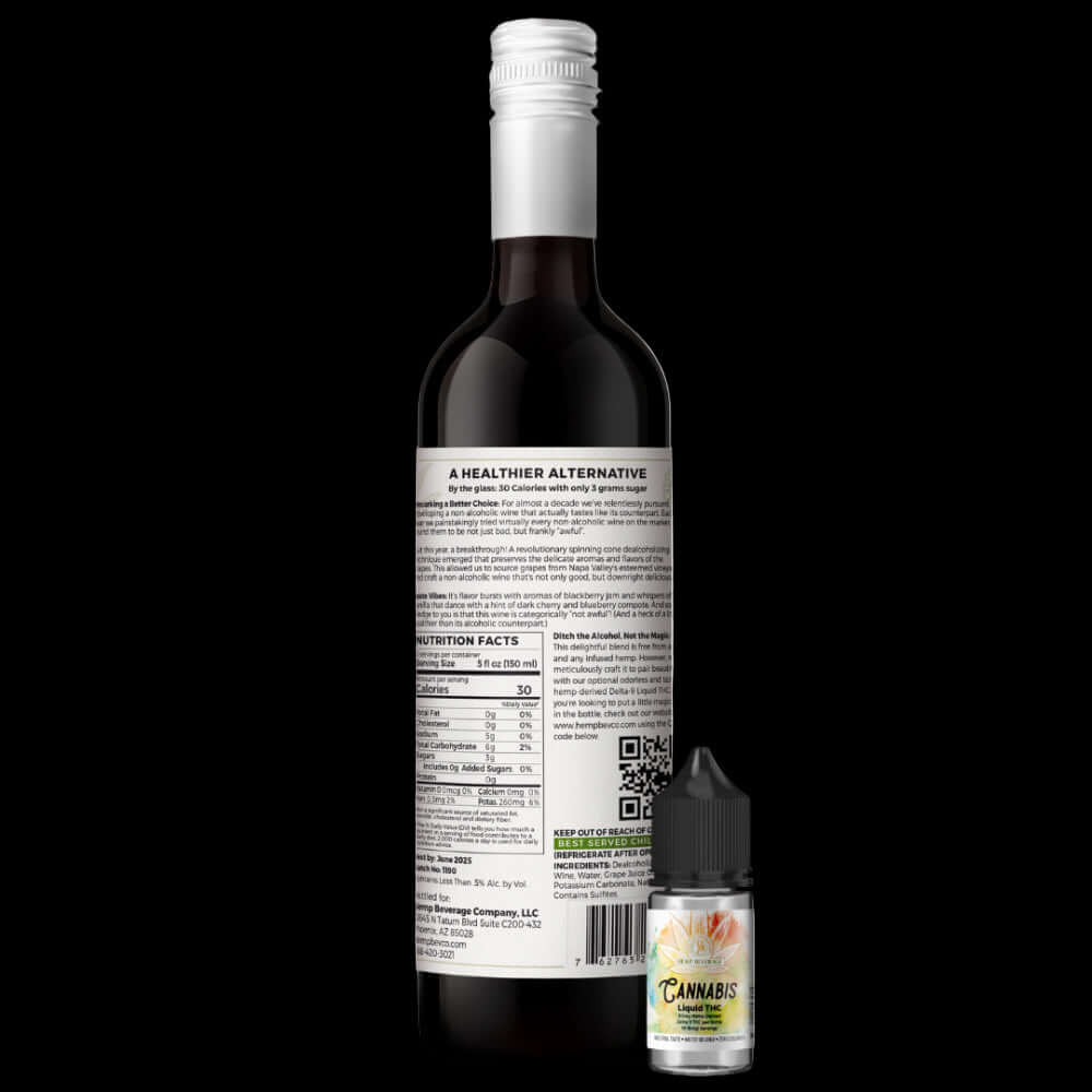 Red Blend Non-Alcoholic Wine With (50mg) Liquid THC - Wholesale (case of 6)