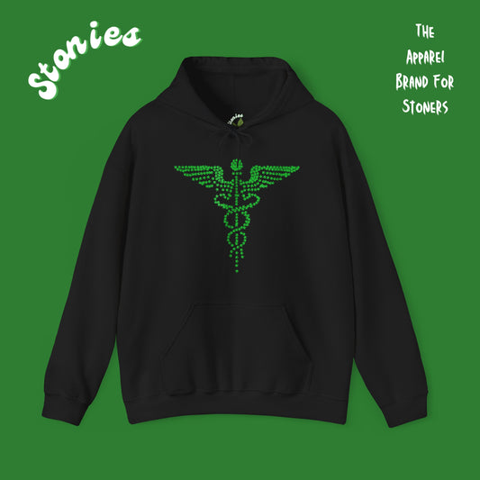 Marijuana Caduceus Hoodie - Cannabis Healing Sweatshirt