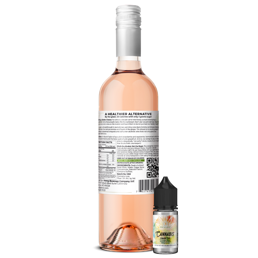 Rose' Non-Alcoholic Wine - 50mg Liquid THC - Sample Wholesale
