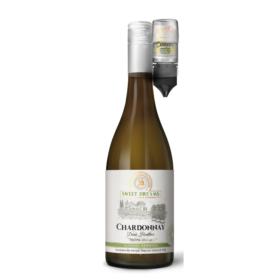 Chardonnay Non-Alcoholic Wine With (50mg) Liquid THC - Wholesale (Case of 6)