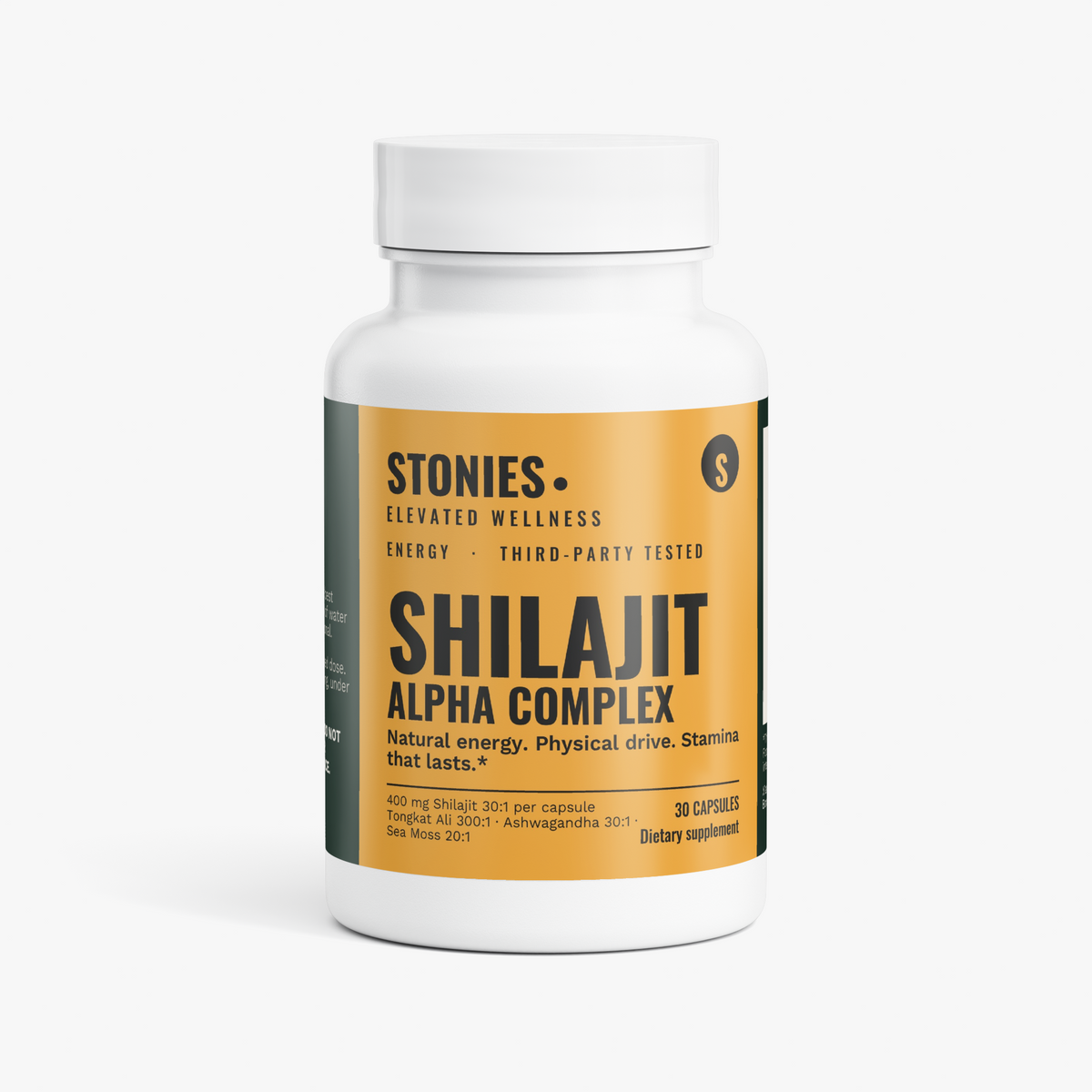 Stonies Shilajit Alpha Complex: shilajit capsules with tongkat ali and ashwagandha, 30 count