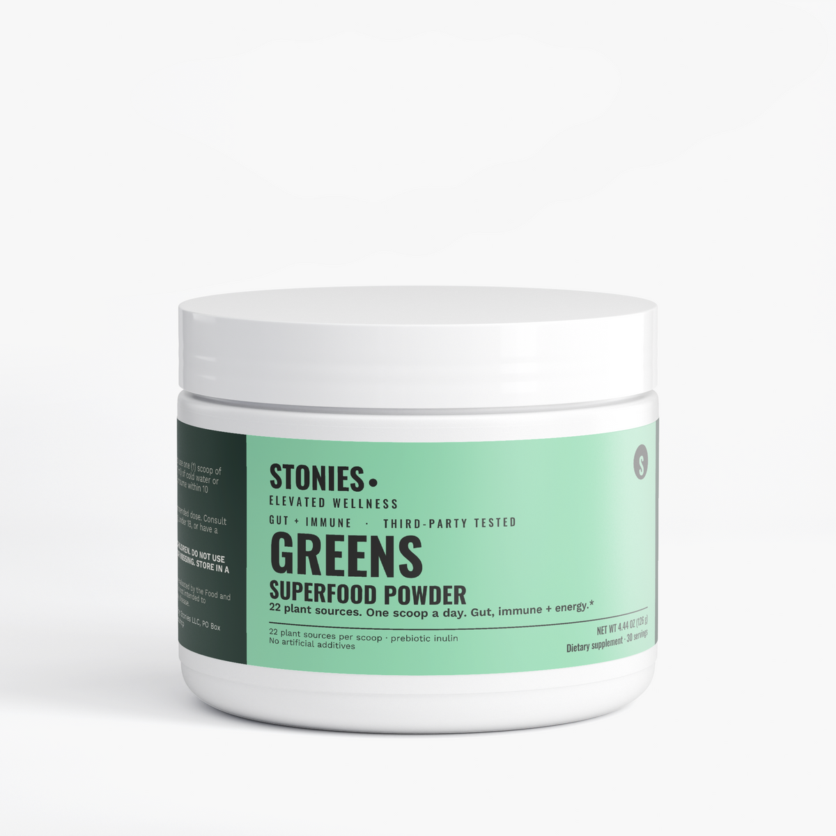 Stonies Greens Superfood Powder: greens superfood powder with spirulina and prebiotic fiber, 30 servings