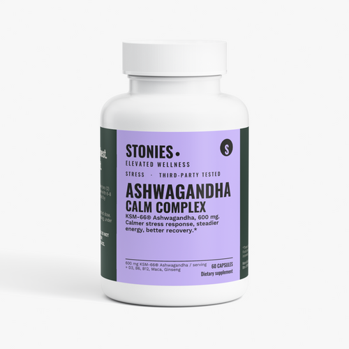 Stonies Ashwagandha Calm Complex: KSM-66 ashwagandha capsules for stress and mood, 60 count
