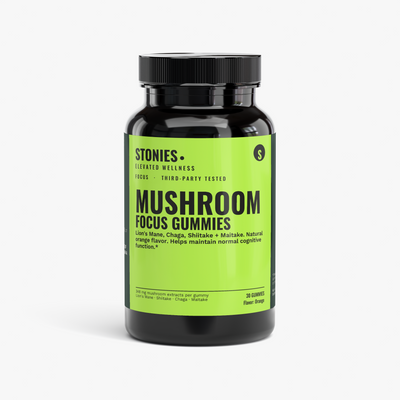 Stonies Mushroom Focus Gummies: lion's mane mushroom gummies for focus, orange flavor, 30 count