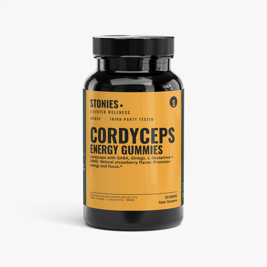 Stonies Cordyceps Energy Gummies: cordyceps mushroom gummies for energy, strawberry flavor