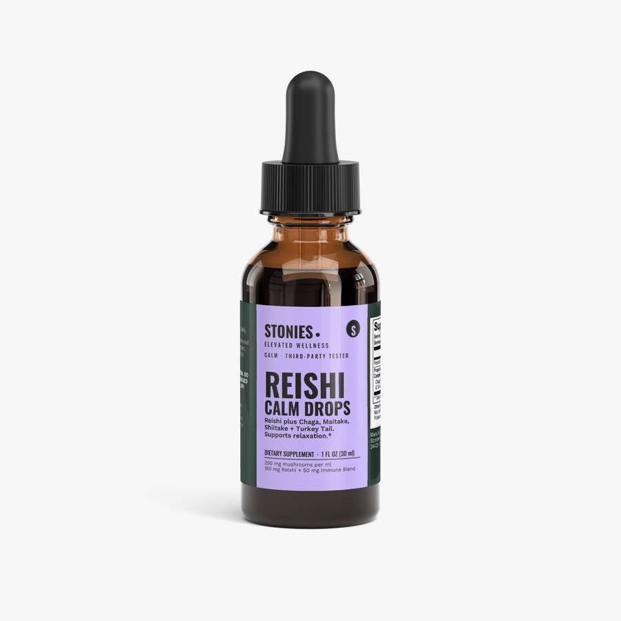 Stonies Reishi Calm Drops: reishi mushroom tincture drops for calm, 1 fl oz