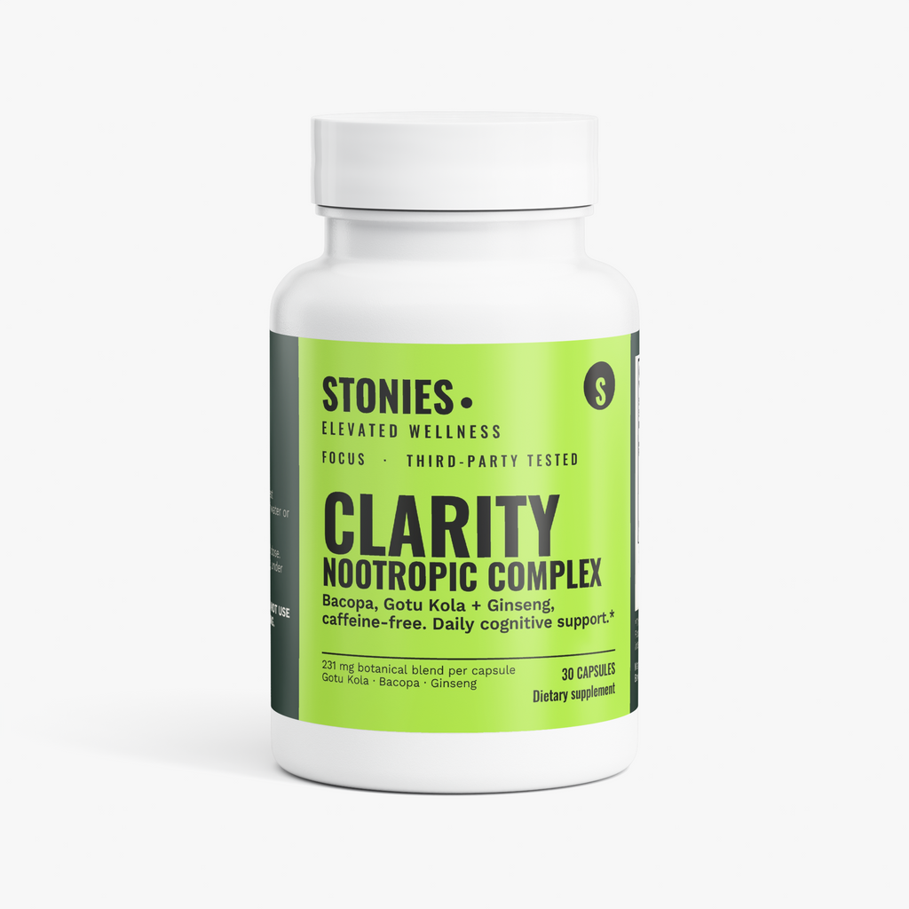 Stonies Clarity Nootropic Complex: bacopa and gotu kola nootropic capsules for focus, 30 count
