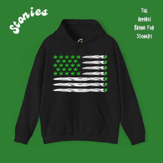 American Flag Joint and Pot Leaf Hoodie - Cannabis Sweatshirt