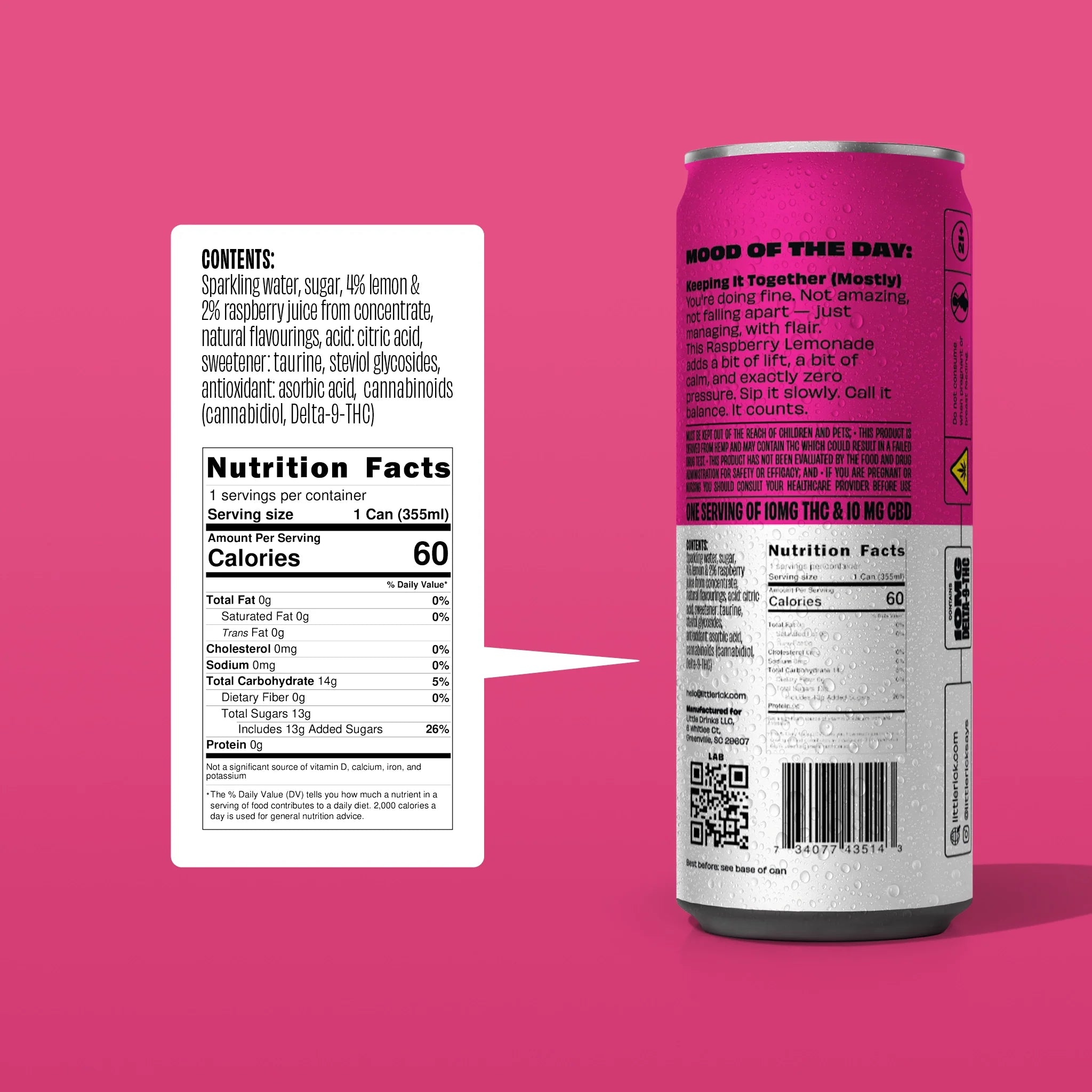 Raspberry Lemonade - 10mg THC Drink