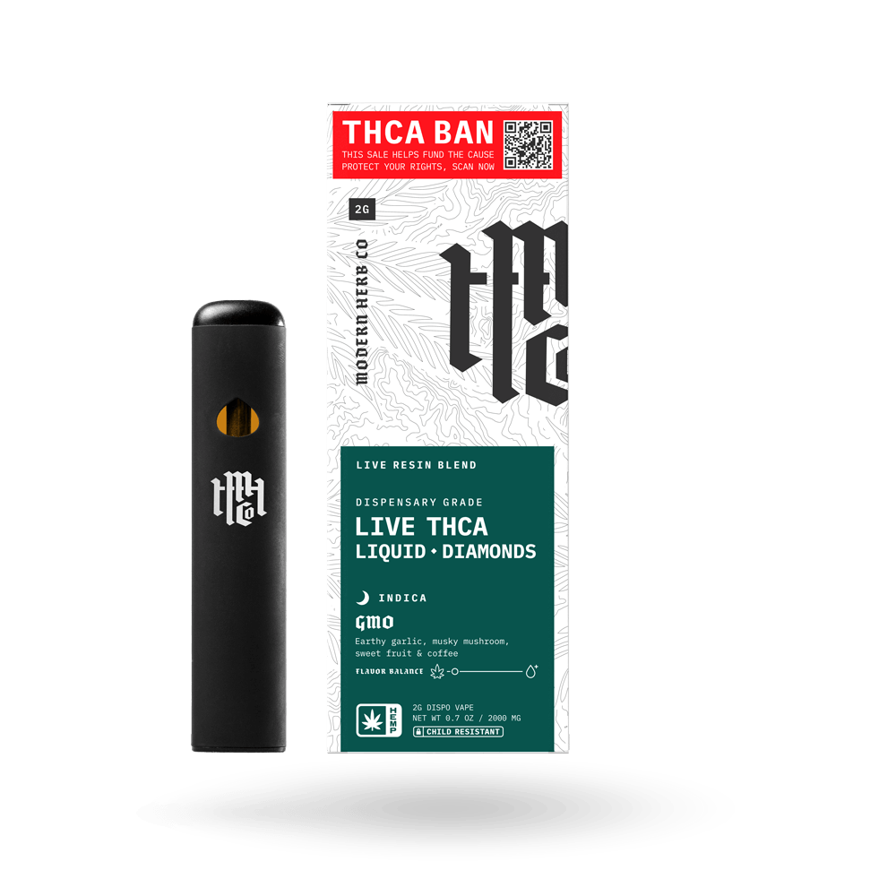 THCa Disposable Live Resin Liquid Diamonds, GMO (Indica), 2g