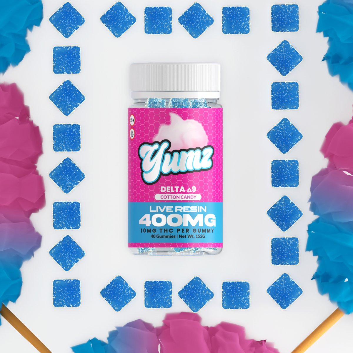 THC Gummies - Delta 9 THC - YUMZ LAB - Cotton Candy