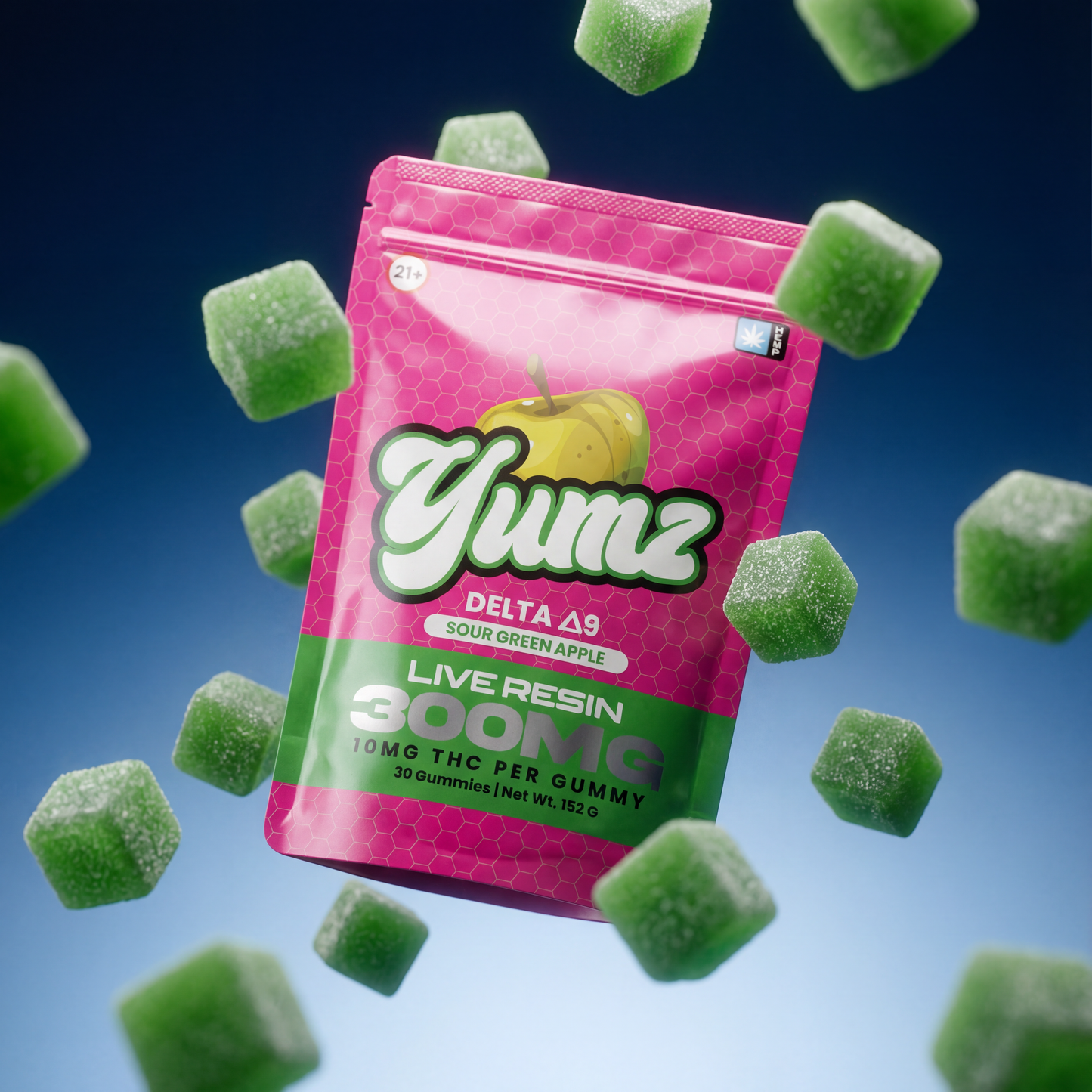 THC Gummies - Delta 9 THC - YUMZ LAB - Sour Green Apple