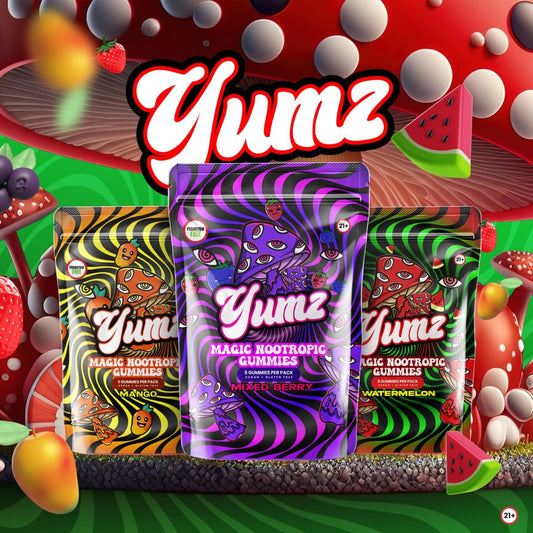 YUMZ - Mushroom Gummies | FREE | Random Flavor | You Will Receive Watermelon, Mango, Mixed Berry Or Pink Lemonade..